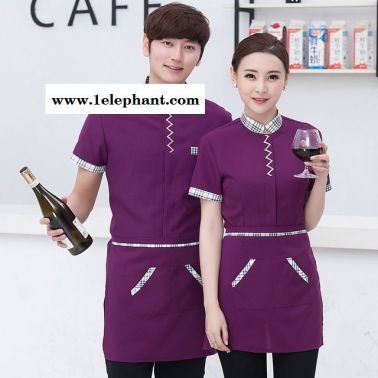 酒店工作服 夏裝快餐廳茶樓飯店服務員短袖 女餐飲服裝夏季男制服