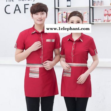 酒店工作服 春夏裝女餐飲火鍋店西餐廳網咖啡廳服務員 工作服半袖