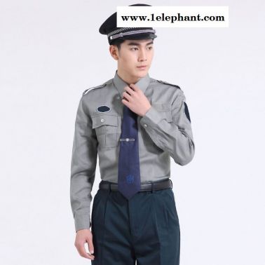 保安襯衫長袖 淺灰色保安制服 春秋裝物業(yè)小區(qū)保安工作服