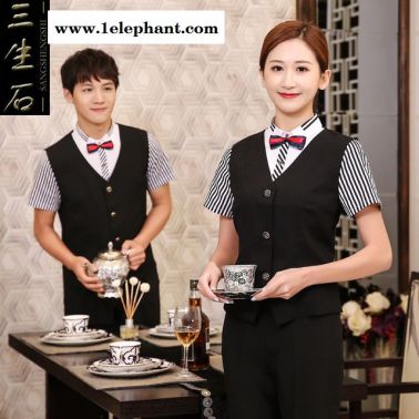 酒店工作服夏裝 女前臺馬夾餐飲飯店服務員工作服 短袖馬甲工裝制服
