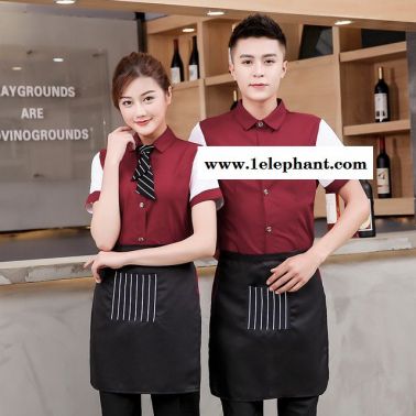 餐廳飯店服務員 工作服短袖 工裝襯衣 西餐廳咖啡廳酒店工作服夏裝女