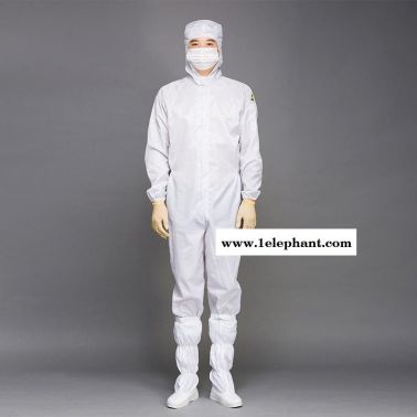 防靜電服三連體服連帽白色網(wǎng)格滌綸  無塵車間潔凈服  無塵服工廠  連體防護(hù)服  凈尚凈美