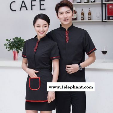酒店服務員工作服夏裝 女餐廳茶樓火鍋店短袖 襯衣西餐廳網咖員工服