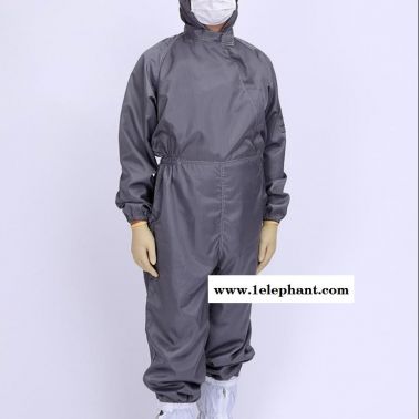 防靜電連體服 防靜電工作服生產(chǎn)廠家 灰色條紋二連體潔凈防護(hù)服連體服帶披肩帽  電子廠防靜電服 制藥廠工作服   凈尚凈美