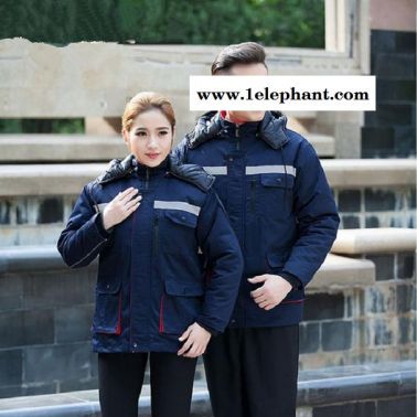 冬季加厚工作服 防寒汽修服 反光條工程服