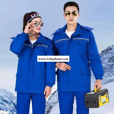 【勞保服】秋冬厚款拉鏈防寒工作服反光條套裝男工人工廠車(chē)間勞保服長(zhǎng)袖定制