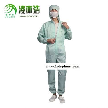 深圳寶安生產廠家凌亦浩防靜電無塵潔凈立領連帽連體服廠家直銷防靜電無塵男女通用工作服