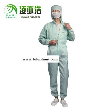深圳鹽田區凌亦浩防靜電服廠家直銷防靜電連帽連體服防塵潔凈工作服