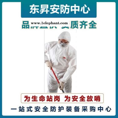 3M 4510白色帶帽連體防護服    實驗室防化服   耐強酸強堿泄漏防化服