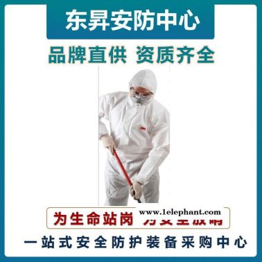3M4510白色帶帽連體防護服   實驗室防化服   耐強酸強堿泄漏防護服