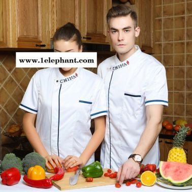廚師工作服短袖 男夏季透氣網薄款工衣 美食酒店餐廳廚師服 短袖學校
