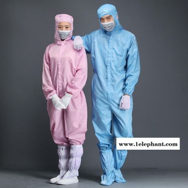 防靜電四連體 防靜電連體服GMP工作服灰色條紋廠連體生物制藥防塵服藥廠百級(jí)無塵服  凈尚凈美