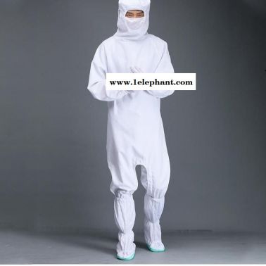 防靜電服 下跨式 無塵服 白色潔凈服 無塵車間防塵服帶面罩帶帽連體服 凈尚凈美生產(chǎn)廠家