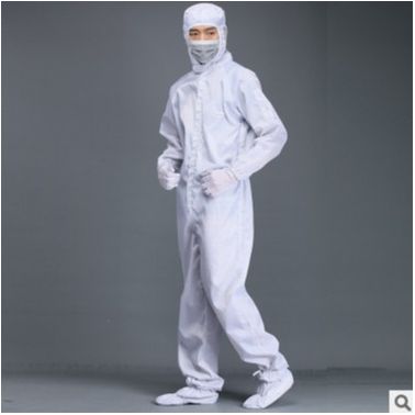 防靜電四連體服 防靜電連體服工作服灰色條紋廠連體生物制藥防塵服藥廠百級(jí)無塵服食品無塵潔凈室工作服  凈美凈美