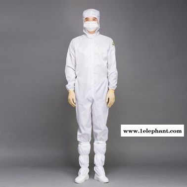 防靜電服下跨式三連體服帶帽  白色條紋 防靜電衣服 防護(hù)工作服 食品廠無(wú)塵車間工作服防塵服連體服凈尚凈美