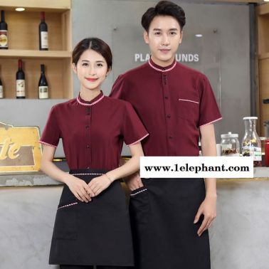 酒店服務員夏裝女 中西餐廳工作服 短袖 飯店快餐火鍋奶茶店 襯衣男