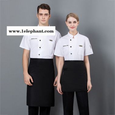 廚師服短袖 酒店飯店 燒烤熟食店后廚學校食堂烘焙廚師工作服短袖