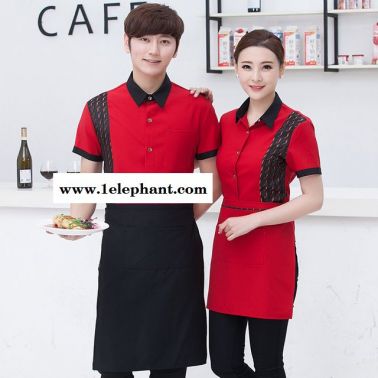 酒店工作服 夏裝女餐飲火鍋店西餐廳網咖啡廳 服務員工作服半袖