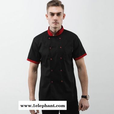 廚師服工作服 男短袖夏裝透氣網后廚廚師純棉 西餐廳廚房衣服