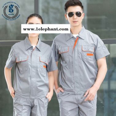 =汽修工作服 套裝勞保服 施工建筑工地工程服 短袖夏繡印logo