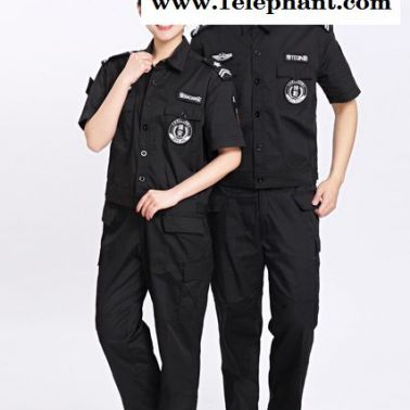 保安服夏裝黑短袖襯衫定做鄭州安檢物業小區門衛執勤保安制服襯衣