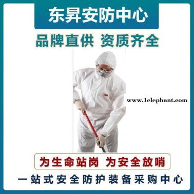 3M 4510白色帶帽連體防護服  實驗室防護服   耐強酸強堿防化服