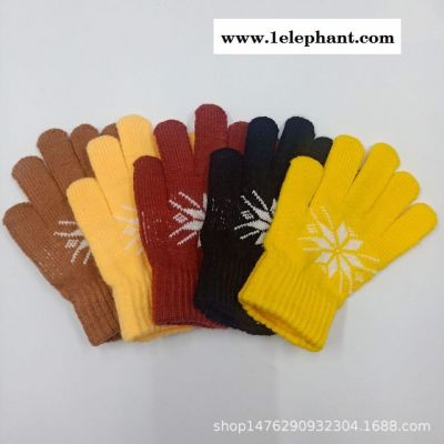 廠家供應(yīng)直銷(xiāo) 保暖時(shí)尚柔軟手套 魔術(shù)提花情侶手套  冬季騎行手套