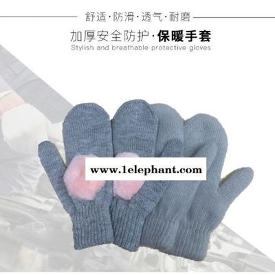 直銷(xiāo)韓版新款秋冬款保暖單色 保暖手套 批發(fā)帶球全指手套可定制