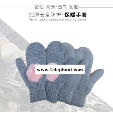 直銷韓版新款秋冬款保暖單色 保暖手套 批發帶球全指手套可定制