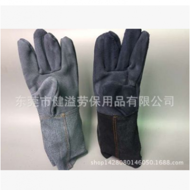 廠家生產供應二層長全皮電焊 防護牛皮手套 全真皮手套