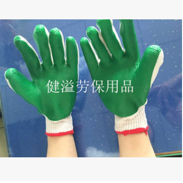 浸膠勞保手套 貼膠防護手套 綠膠片皮手套 勞保用品東方星手批發