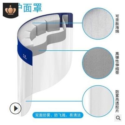 透明防護面罩現貨透明防噴面罩面屏防塵防護罩防飛沫雙面防霧面罩