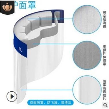 透明防護面罩現貨透明防噴面罩面屏防塵防護罩防飛沫雙面防霧面罩