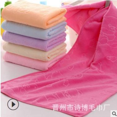 源頭工廠超細纖維毛巾壓花小熊禮品毛巾 不掉毛加厚吸水毛巾批發
