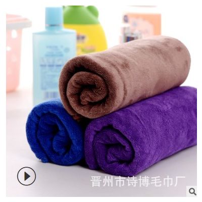 源頭工廠超細纖維加厚吸水毛巾 素色磨毛面巾 美容理發店干發巾