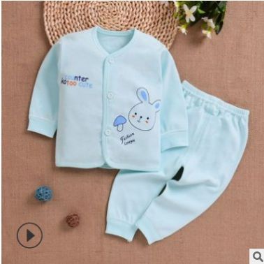 2021新款嬰幼兒棉毛兩件套新生兒衣服四零精梳棉質內衣寶寶套裝
