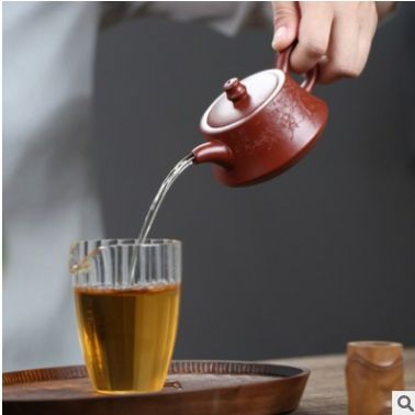 宜興名家全手工紫砂壺原礦大紅袍 柱礎(chǔ)茶壺家用茶具單個批發(fā)定制