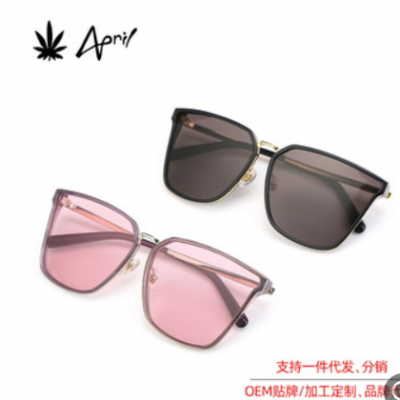 夏季新款太陽鏡 明星同款時尚方框大臉偏光金屬框架防紫外線墨鏡