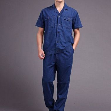 必優特  工作服 牛仔短袖套裝