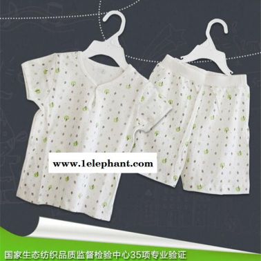 賓尼貝兒童裝嬰幼兒 圓領對開短袖套裝 純棉寶寶服