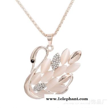 項鏈批發韓國韓版時尚女 貓眼石花朵水晶短款頸鏈 鎖骨鏈皮繩項鏈